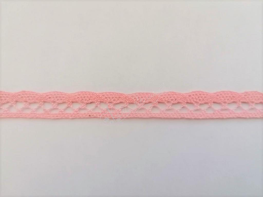 Bavlněná krajka růžová 10 mm paličkovaná