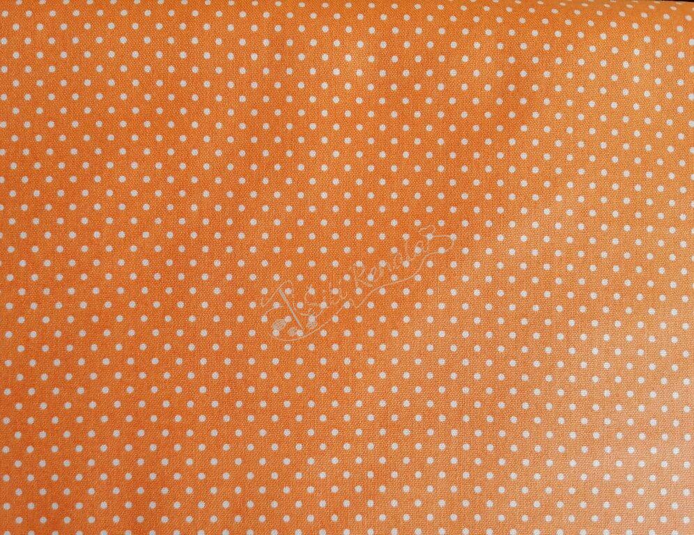 Látka puntík bílý 2 mm na oranžové světlé