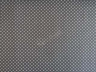 Látka puntík bílý 2 mm na tmavě šedé