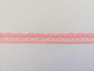 Bavlněná krajka růžová 10 mm paličkovaná