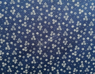 Látka květinky matové bílé na modré