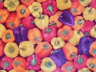 Látka Vaflovina piké papriky barevné