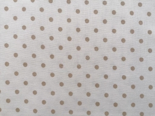 Látka puntík béžový 4 mm na bílé